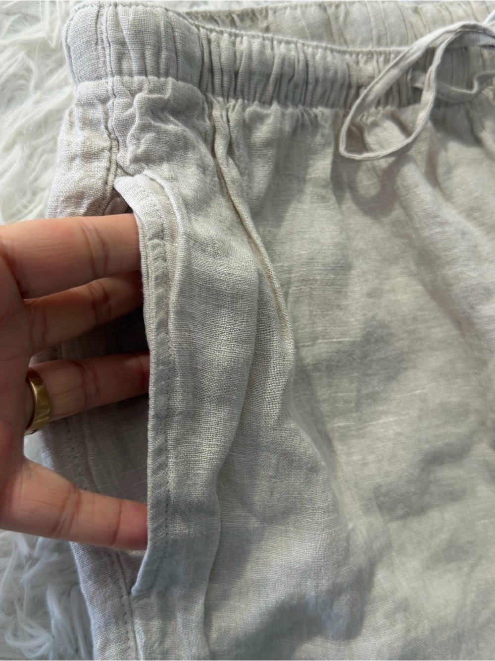 C&C California Women’s Wide Leg Linen Pants Size Medium Cream Pull On Vacation - Picture 5 of 9